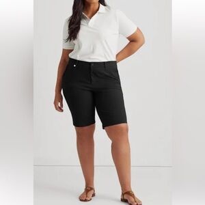 LAUREN RALPH LAUREN PLUS SZ 22W Stretch Cotton Blend Bermuda Shorts Black NWT.
